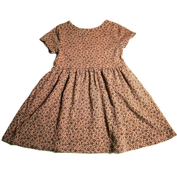 Cat & Jack Toddler Girl's Brown Dress with Leopard Print Size 2T Pleated Skirt - Picture 2 of 4